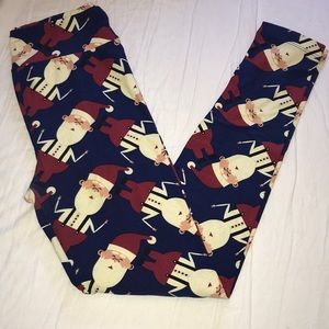 LuLaRoe OS One Size Leggings Christmas Peace Santa